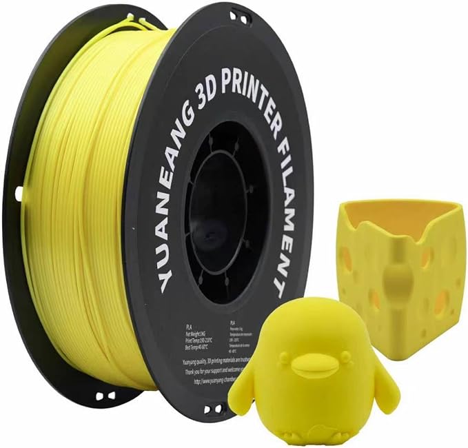 3D Printer Filament 1.75mm, PLA 1kg Spool, ±0.03mm Dimensional Accuracy, Low-Warp & Easy Printing, Ideal for Prototypes, Models, Lemon Yellow