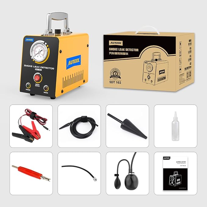 Automotive Smoke Machine EVAP Leak Detector Vacuum Leak Tester 12V Car Fuel Pipe System Leakage Locator Built-in Air Compressor Motor with Pressure Gauge for Car, Motorcycle, Truck, Boats and More