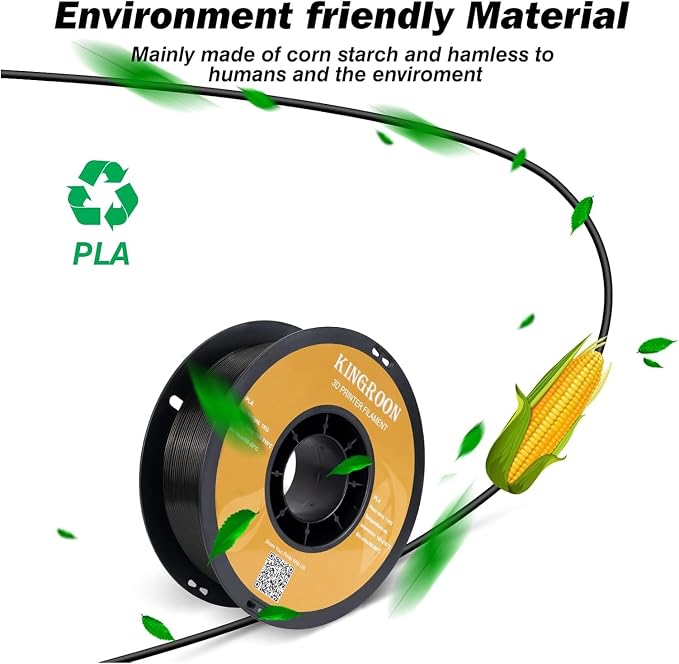 Kingroon PLA 3D Printer Filament, 10 Rolls, Dimensional Accuracy +/- 0.02 mm, 10kg Spool(22lbs), 1.75 mm,2Black+2White+2Grey+2Red+2Blue