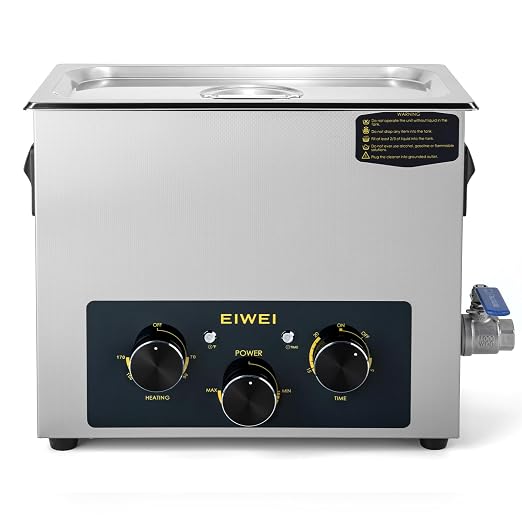 6L Ultrasonic Cleaner Professional Power-Adjustable Knob Jewelry Cleaning Machine with Heater Timer for Carburetor, Jewelry, Glasses, Dentures, Circuit Boards, Automotive Parts