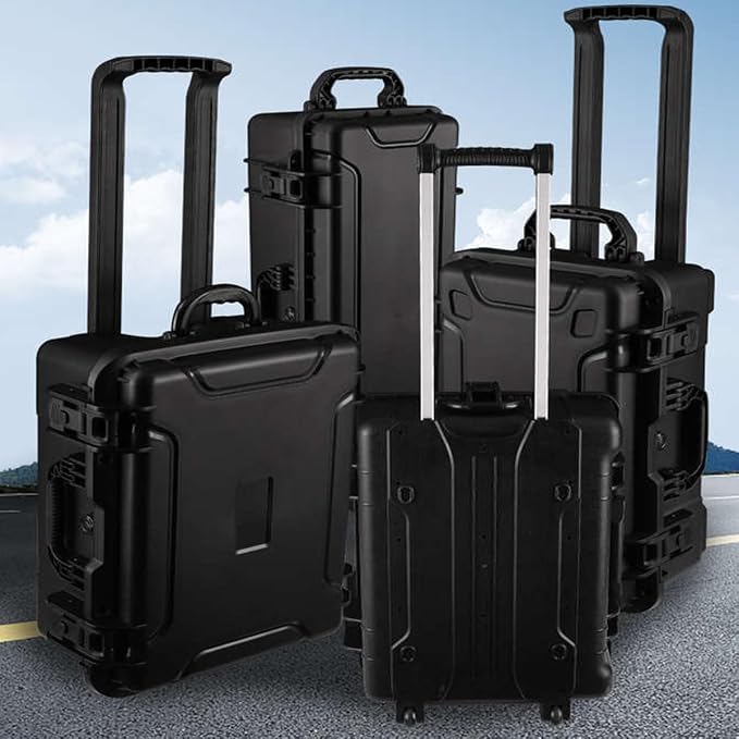 31" L x 12" W x 9" H Large Hard Case with Foam, Portable Rolling Hard Case with Wheels, Waterproof Shockproof Dustproof, Suitable for Cameras, Lenses, Camcorder, Instrument, Telescopes