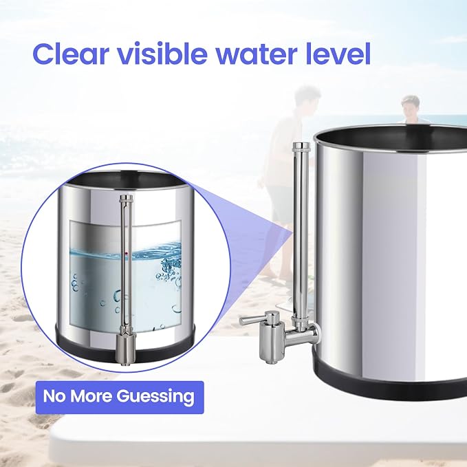 304 Stainless Steel Sight Glass Spigot, Clear View Water Level with Red Floating Ball, Durable Metal Material, Fits Universal Gravity Filter Systems