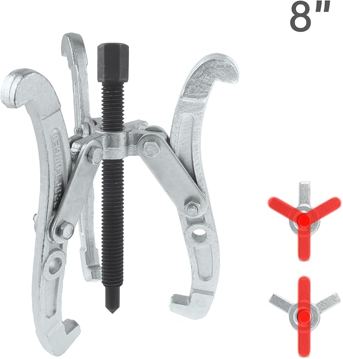 ChgImposs 8 Inch 3-Jaw Gear Puller, 2 Jaw 3 Jaw Puller for Pulley Gears Bearings and Flywheels, Heavy Duty Pulley Puller with Reversible Jaws, High Carbon Steel Removal Tool Bearing Puller Tool