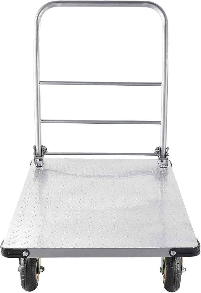 VEVOR Heavy Duty Platform Truck, 2000 LBS Steel Large Flatbed Cart with 360° Swivel Wheels & Brakes, Foldable Platform Hand Push Truck Dolly for Easy Storag/Groceries/Garage/Warehouse (36" X 24")