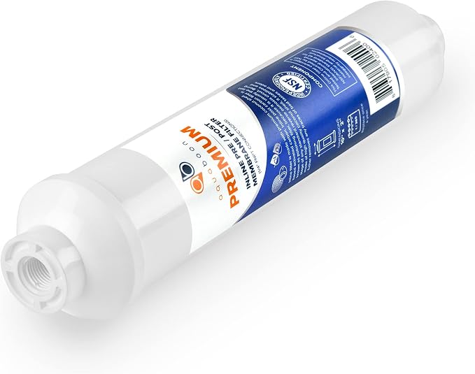 Aquaboon T33 Inline Carbon Filter - 1/4 Inline Water Filter for Refrigerator T33 Inline Ro Post/Granular Activated Carbon (GAC) Polishing Water Filter Cartridge for Reverse Osmosis System 6-Pack