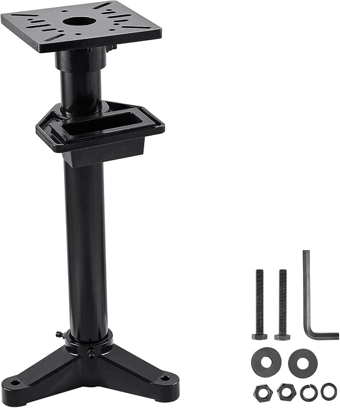 VEVOR Bench Grinder Stand, Heavy-Duty Bench Grinder and Vise Floor Pedestal with 10.6" x 10.6" Mounting Plate, Pre-Cut Mounting Slots & Water Pot, Compatible with Most Bench Grinders