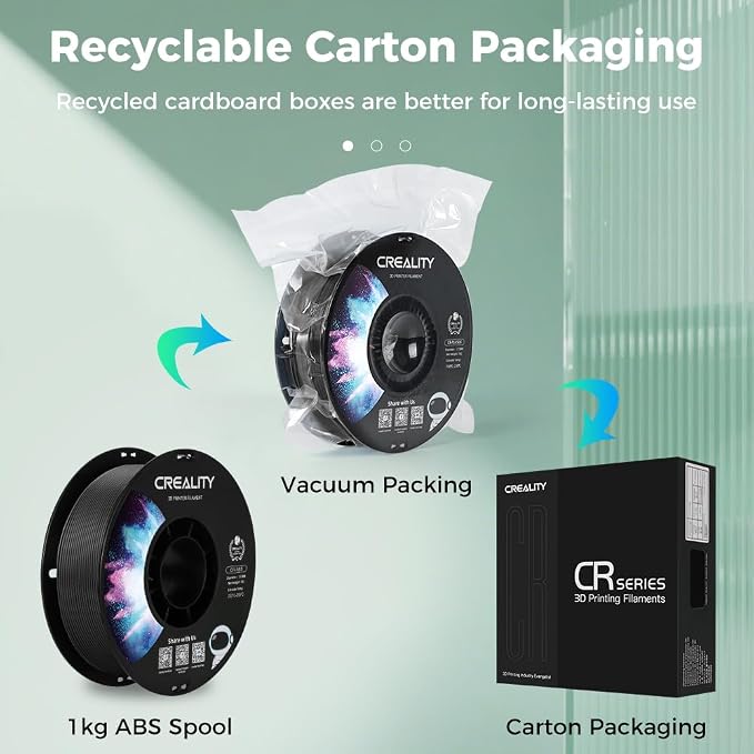 Creality ABS Filament 1.75mm, 3D Printer Filament, No-Tangling, Strong Bonding and Overhang Performance Dimensional Accuracy +/-0.02mm, 2.2lbs/Spool
