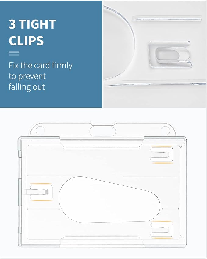 Pawfly 5 Pack Horizontal 2-Card Badge Holder with Thumb Slot Hard Transparent PC Case Protector for Office School IDs Credit Cards Driver’s Licenses and Passes