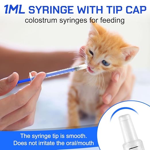 24 Pack of 1ml Plastic Syringes with Caps - Sterile, Individually Sealed for Precise Liquid Refilling, Measuring, and Feeding Pets, Oil, Glue