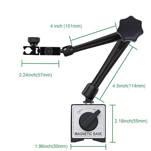 HDLNKAK Indicator Magnetic Base and Flex Arm Combo, 360 Deg Flexible Stem Holder for Digital Dial Indicator Gauge, Magnetic Base Stand 176 lbs Max Pull for Dial Indicator (Black)