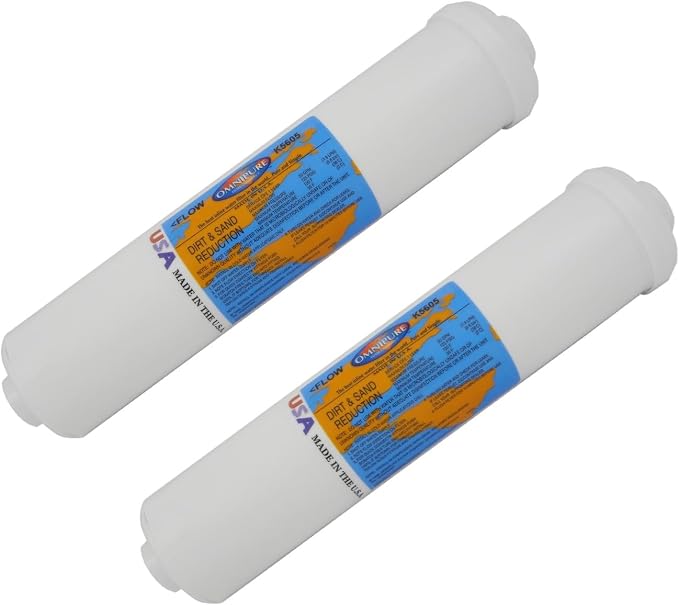 IPW Industries Inc-Omnipure - (K5633-SS) - 12" x 2.5" T40 GAC Coconut Carbon Inline Filter 1/4" OD Quick Connect 90° Degree 2 Pack