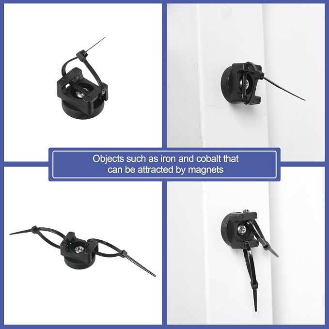 Yookeer 15 Pcs Magnetic Zip Tie Mount Base Black Magnetic Cable Clips Wire Holder Multipurpose Cable Ties Management Base Electrical Supplies for Wire (22 mm)
