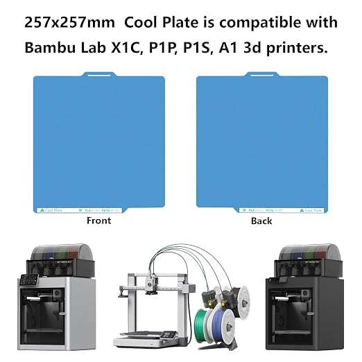 X1C, P1P, P1S Dual Side Low Temperature Cold Printing Build Plate, 3D Printer Double Sided Textrued Platform with Identification Code for Bambu Lab P1/X1 Series, A1 257x257mm