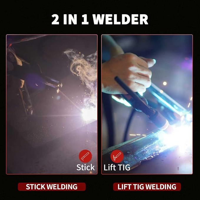 200Amp 110V Stick Welder,ARC/Lift TIG 2-in-1 Welder,Super MINI Portable Welding Machine,Synergic Control IGBT Inverter with Hot Start/VRD/Anti-Stick/ARC Force with 20PCS Rods and Gloves(RED)