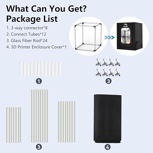 Creality Official 3D Printer Enclosure with Fan Interface, 550 * 650 * 750mm Fireproof Dustproof Constant Temperature Protective Cover for Creality Hi/Ender 3 V3/3 V3 SE/3 V3 KE/Ender 3 S1/3 S1 Pro