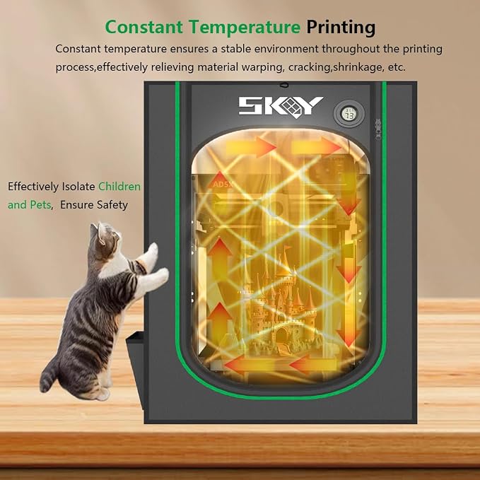 AD5X Enclosure with Ventilation Kit, Fireproof & Dustproof Noise Reduction 3D Printer Cover with USB LED Lighting System for Flashforge AD5X/AD5M 3D Printer