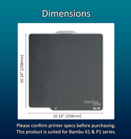 BuildTak ProPlate for Bambu Lab X1/X1C/X1E/P1P/P1S, No Glue Required, Flexible Magnetic Steel Plate with Specially Formulated Coated Surface, 258x258mm, Engineered Specially for Polyproylene (PP)