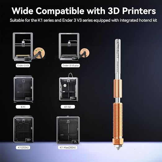 Creality Official K1 SE Nozzles, 0.4mm, 0.6mm, 0.8mm 4PCS Quick-Swap 3D Printer Nozzle Kit, Copper Alloy and Hardened Steel Nozzle Suitable for Creality K1 SE, K2 SE, K1C, Ender 3 V3, Ender 3 V3 Plus
