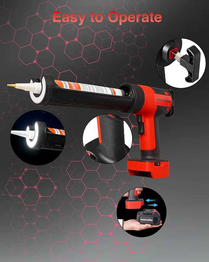 Cordless Caulking Gun Compatible with Makita 18V 21V Battery, 800KG Thrust Electric Caulk Gun (Tool Only), 10oz 6-Speed Power Caulk Gun with 13Pcs Caulking Tools, Auto-Retract Anti-Drip for DIY