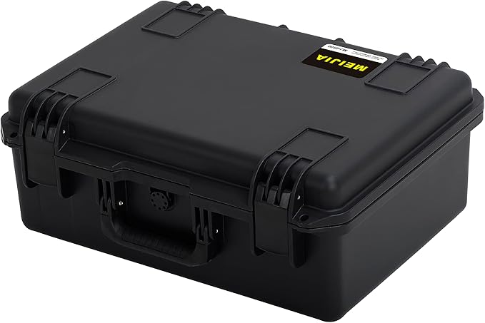 MEIJIA Premium Waterproof Large Hard Camera Case,Hard Protective Case with customizable fit foam,Full Protection with Light&Convenient Design,Elegant Black (21.2"x16.0"x8.3")