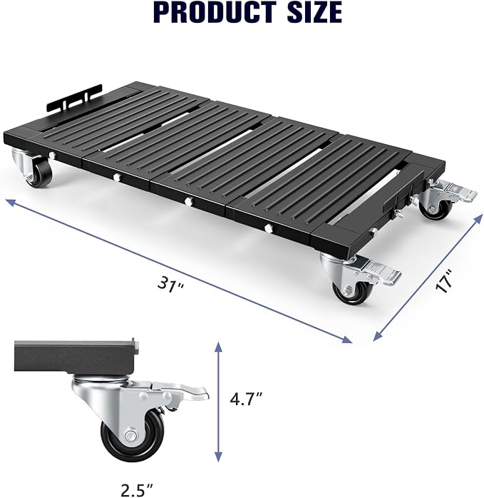 KEDSUM 2200LBS Furniture Dolly with Panel, Heavy Duty Appliance Dolly with 100% Thicken Steel Frame, Flat Movers with Brake System, All Terrain Used for Moving, Warehouse, 31 in. x 17 in.