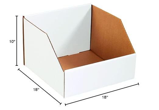 Box USA BBINJ181810 Jumbo Open Top Bin Boxes, 18" x 18" x 10", Oyster White (Pack of 25)