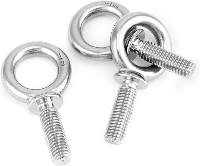 QWORK Machinery Eye Bolt, 10 Pack 1/2" -13 x 1-1/2" Marine Grade 304 Stainless Steel Shackle, Lifting Ring Threaded Eyebolt Shoulder Eyebolts