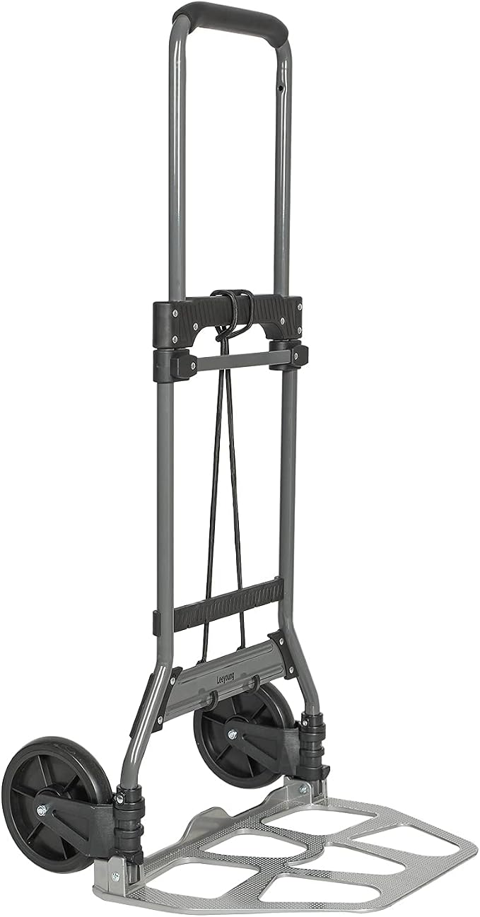 Leeyoung Folding Hand Truck and Dolly, 264 Lb Capacity Heavy-Duty Luggage Trolley Cart with Telescoping Handle and PP+EVA Wheels