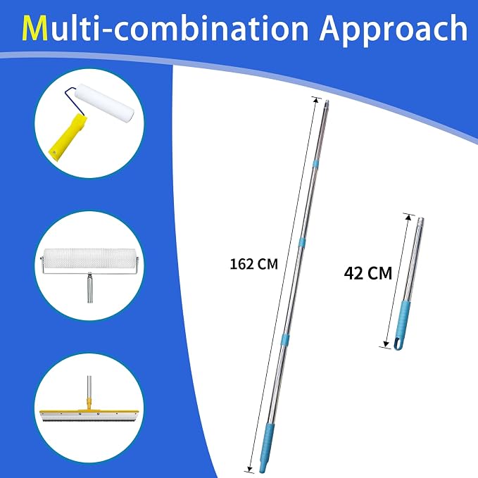 VKE Self Leveling Concrete Tools, Stainless Steel Epoxy Squeegee, Spiked Roller for Self Leveling 63 in Extension Pole, Epoxy Shoes, Epoxy Roller Easy to Clean, Rugged