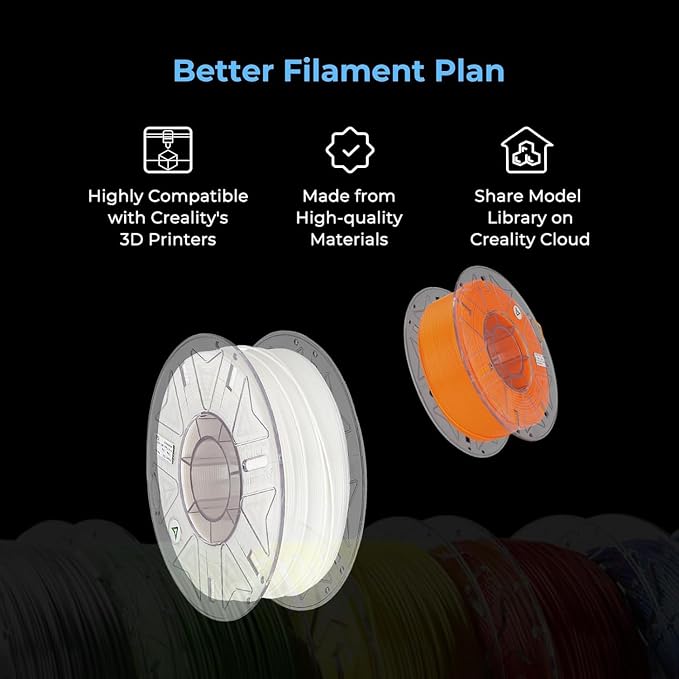 Creality Hyper PLA Filament 1.75mm, RFID 3D Printer Filament PLA for High Speed 30-600mm/s, 4kg(8.8lbs)/Spool Filament Support CFS, Fits for Most 3D Printers, Black & White & Grey & Red