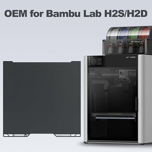 Original Bamboo H2D/H2S Engineering Plate, High-Temperature Smooth Surface Plate for All Filaments, Durable Coated H2 Build Plate for Bambu Lab H2S/H2D 3D Printers, Bamboo Lab Parts & Accessories