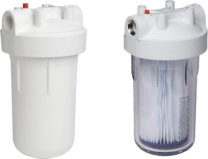 EcoPure EPW4P Pleated Whole Home Replacement Water Filter-Universal Fits Most Major Brand Systems, 1 Count, White/Blue (Pack of 3)