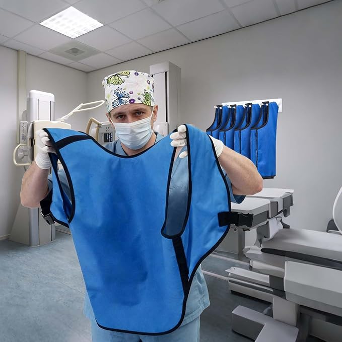 Ecliptica Wall-Mounted X Ray Apron Storage Organizer - 8-Peg Heavy-Duty Hanger Rack 4 Lead Aprons, Durable White Coated Steel Weight Vest Hanger for Hospital, Dental Clinic & Imaging Center