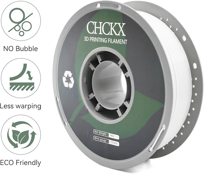 PETG 3D Printer Filament, Dimensional Accuracy +/- 0.03 mm, 1kg Spool(2.2lbs), 1.75 mm Fit for Most 3D Printers, White