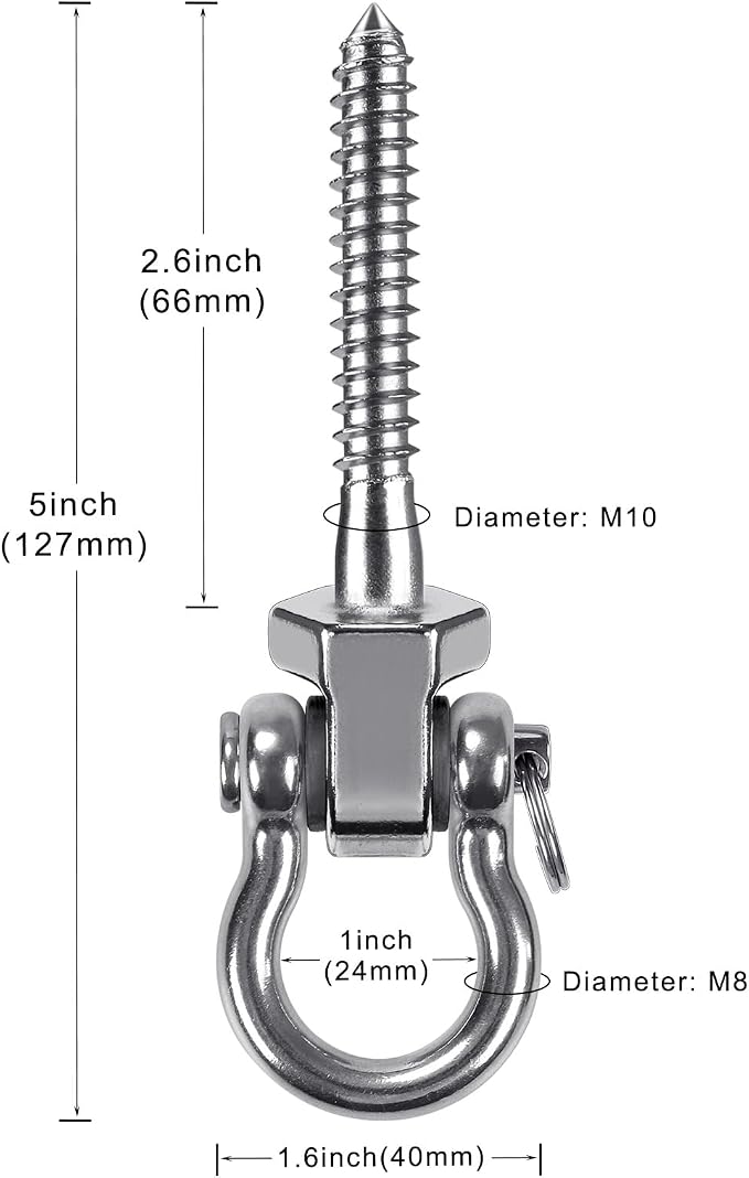 BeneLabel Heavy Duty Swing Hangers with Bearings - Set of 2 Stainless Steel 304 Screw Brackets for Hanging Chairs, Swings, Hammocks, Punching Bag - Indoor & Outdoor Use - 1500LB Capacity