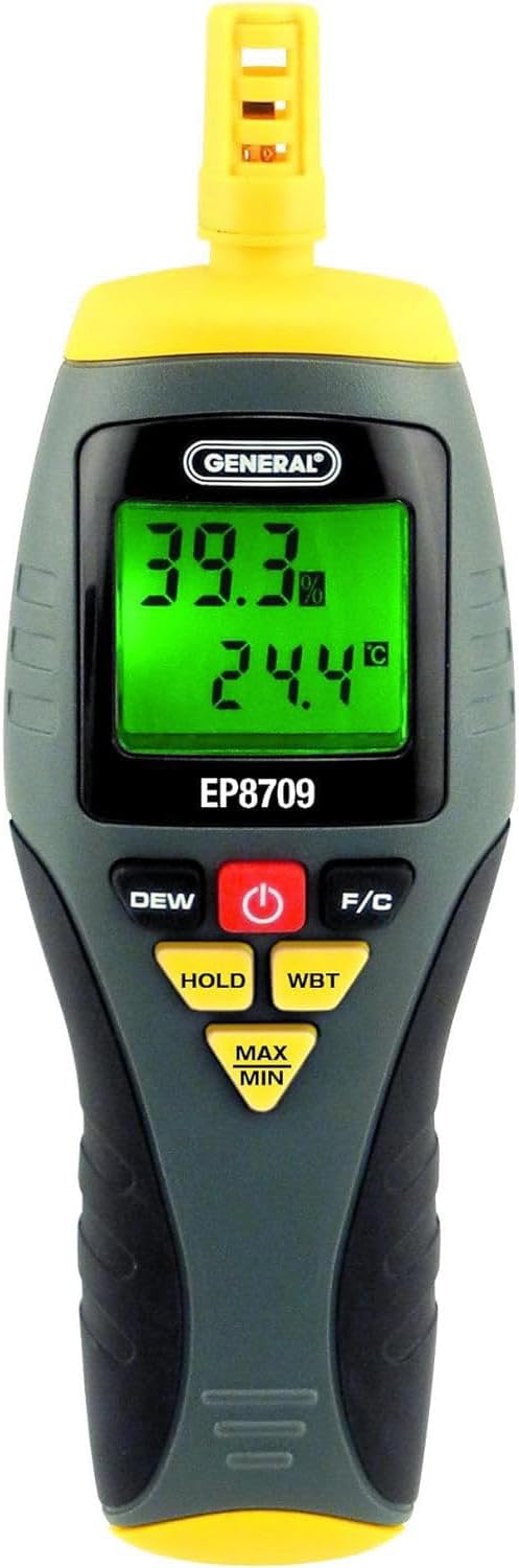 General Tools EP8709 Calibratable Multi-Function Digital Psychrometer, Wet Bulb Capable