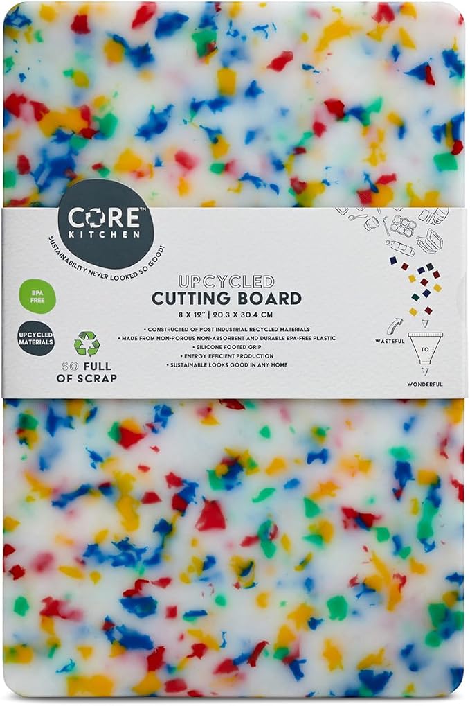 Recycled Plastic Cutting Board Sm with Non-Slip Footing - Confetti