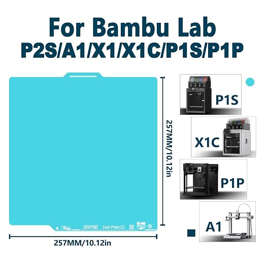 Upgraded Build Plate with QR Code Smooth Cool Plate for Bambu lab Printing Platform, Glacier Plate 257x257mm Excellent Adhesion heatingbed for Bambus P2S/P1P/P1S/A1/X1E/X1/X2D 3D Printer Accessories