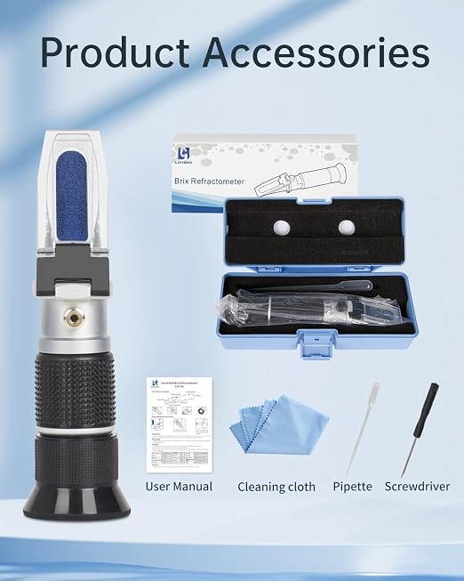 LOHAND Honey Refractometer for Honey Moisture, Scale Range: 0-90% Brix Refractometer, Precision Measuring Sugar Content for Maple Syrup/Wine/Fruit/Drink, Automatic Temperature Compensation