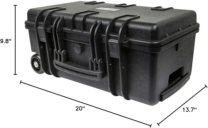 Monoprice Weatherproof Hard Case - 22 x 14 x 10 Inches, With Wheels and Customizable Foam, Shockproof, IP67, Ultraviolet And Impact Resistant Material, Black - Pure Outdoor Collection