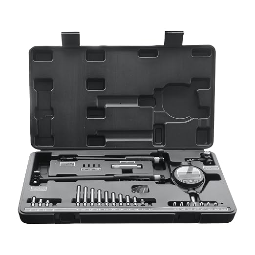 HDLNKAK Digital Dial Indicator Bore Gauge Set,LCD Digital Dial Indicator,6" Depth 0.7"-6"/0.0005" Measuring Range,Wide Selection of Anvils(23PCS), Applications in Engines Cylinder Measurement (Black)