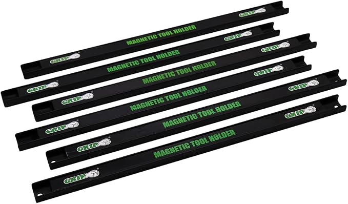 Grip 6 pc 18" Magnetic Tool Holder - Heavy Duty Magnetic Tool Bar, Space Saving Metal Tool Organizer Rack, Tool Magnet Bar for Workshop - Garage, Home, Workshop