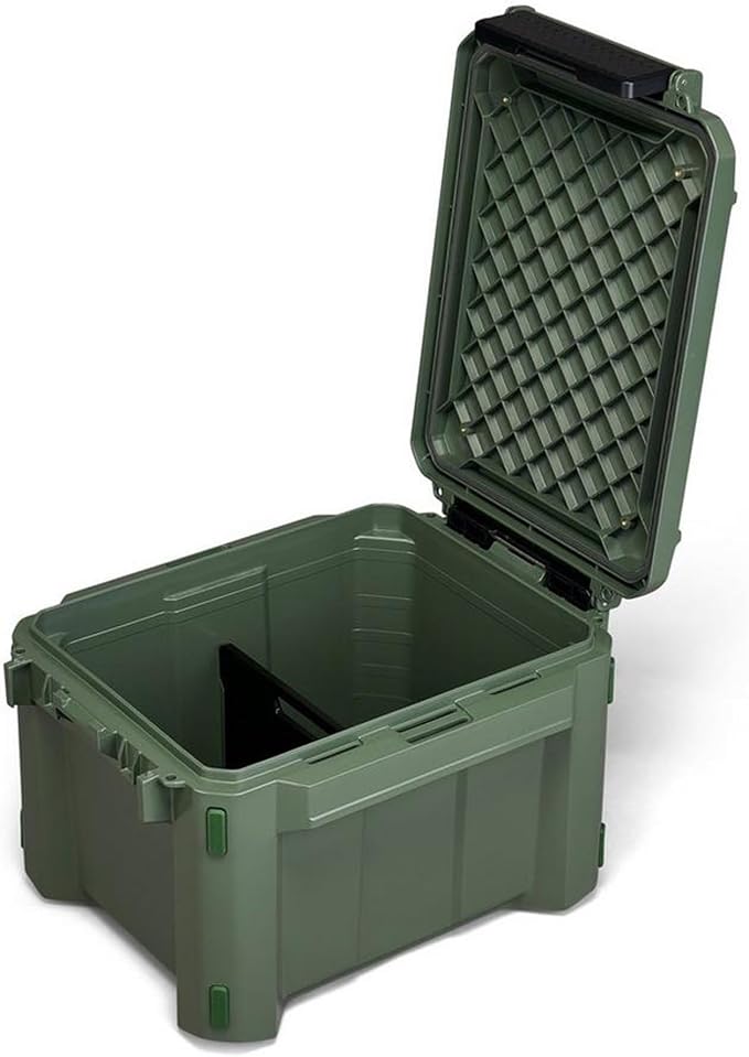 Plano GoNow Field Box, Waterproof Fishing Gear Storage, Outdoor Utility Container with Tray & Dividers for Tackle, Tools & Boat Use, Small, Olive Drab