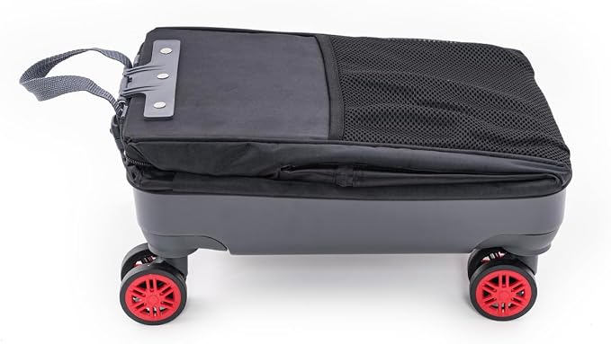 Handy Sandy All-Purpose Roller Bag β Foldable Top-Opening Tote on Wheels with Zipper Closure, 8 Spinner Wheels, Lightweight & Durable β Travel, Groceries, Laundry, Work, Everyday Hauling - Patent- Red