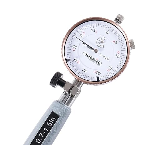 Accusize Industrial Tools 0.7-1.5'' by 0.0005'' Ddial Bore Gauges, Stem Length 6'', Ee20-5015 | 6" Stem Length, Self-Centering, Chrome-Plated Handle, Insulated Grip, EE20-5015