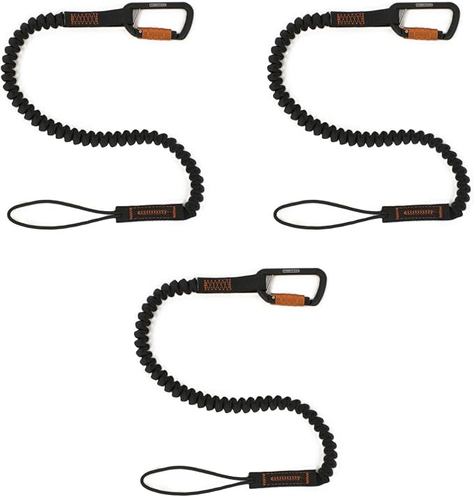 TREMMOR Tool Lanyard Tool Tether Bungee Self Retractable Tool Lanyard 15lb Capacity with Heavy Duty Dual Action Carabiner ANSI Approved 35-51″ Assembled in USA | TR0150 (3)