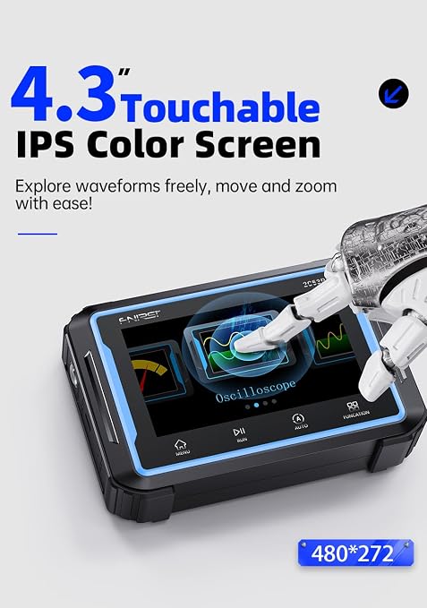 【FNRSI 2C53P Plus Upgraded with Carrying CASE】 3in1 Oscilloscope/Multimeter/DDS Signal Generator Tablet Touch Screen Portable Digital Automotive Oscilloscope 2 Channel 50MHz Bandwidth 250Ms/S Counts