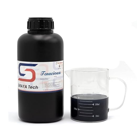 Siraya Tech Tenacious 3D Printer Flexible 405nm UV-Curing Resin with High Impact Resistance Standard Photopolymer Resin for LCD DLP 3D Printing and 8K Capable (1kg, Obsidian Black)