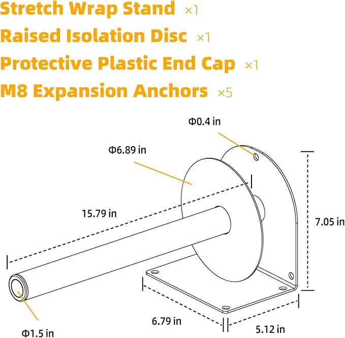 Wall Mounted Stretch Wrap Dispenser Stand – Heavy-Duty Shrink Film Roll Holder & Packing Rack for Warehouse Logistics Use – Sturdy Machine-Style Mount with Easy-Pull Handle for Smooth Wrapping