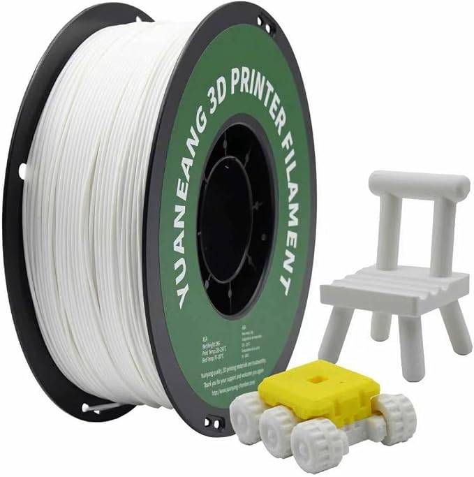 White ASA 3D Printer Filament 1.75mm, 1kg Spool, UV & Weather-Resistant ASA Material, ±0.02mm Precision, Heat-Resistant, Low-Warp & Durable, Ideal for Outdoor Parts